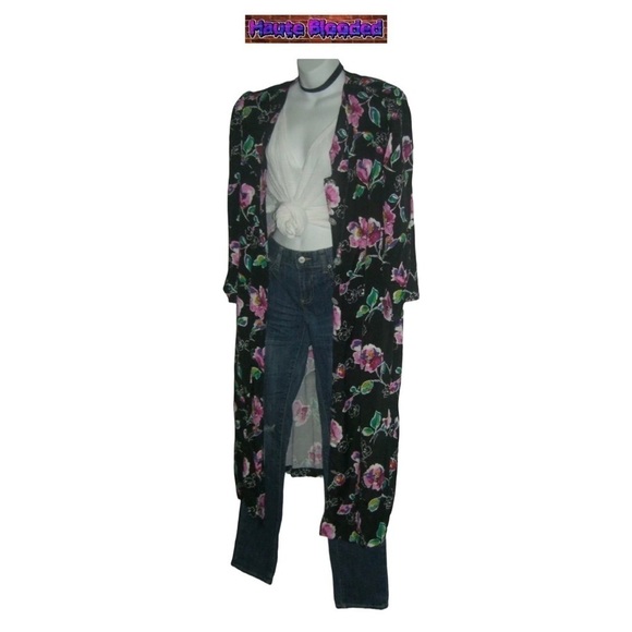 Vintage 90's More Jazz Floral Print Dress Button Down Duster Flower Plus Boho 20 - Picture 6 of 13